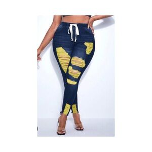 Shein Colorblock Distressed Jeans